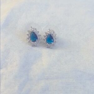 Blue and Silver Stud Earrings with Classic Design